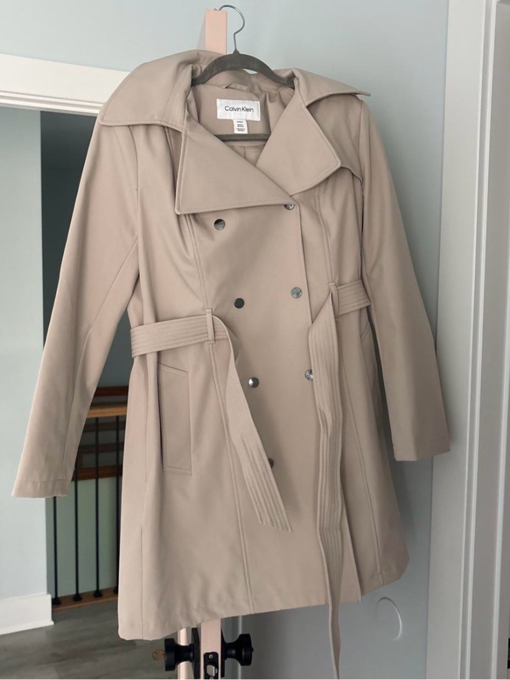 Calvin Klein Neutral Beige Belted Trench Coat